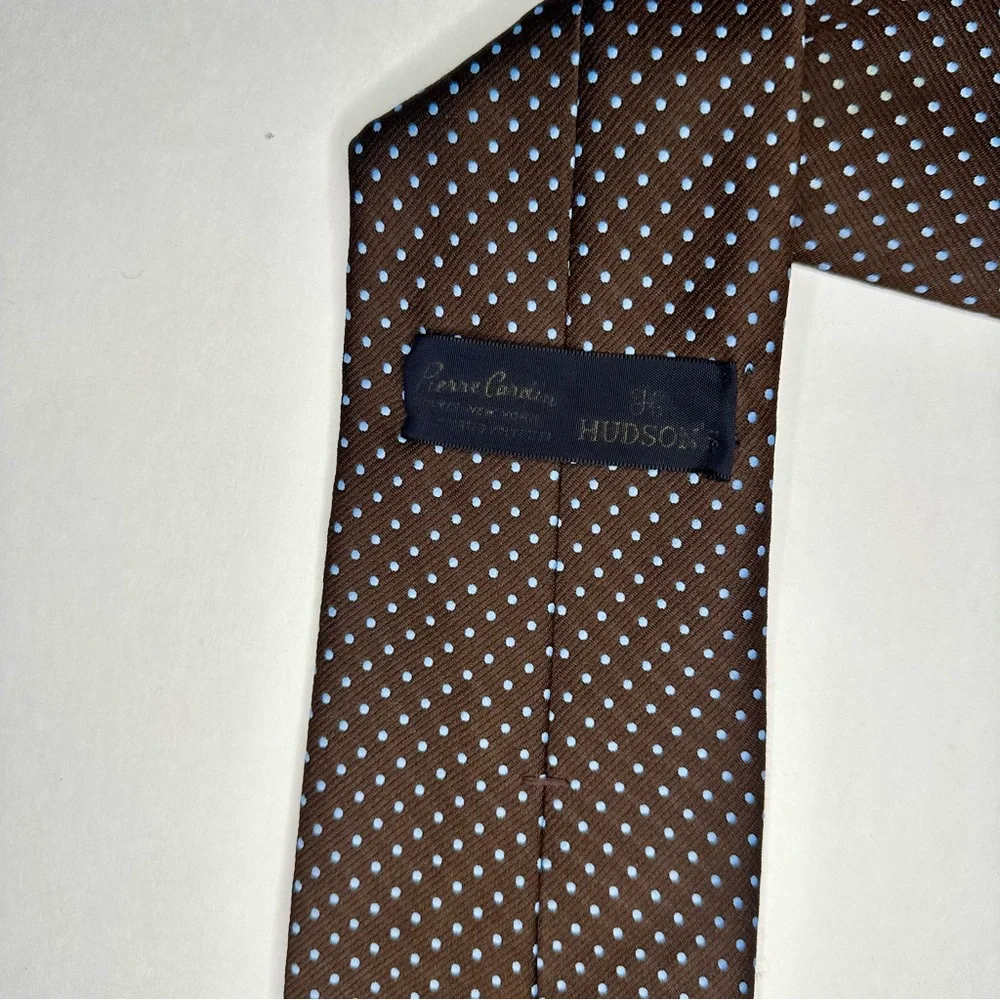 Vintage Pierre Cardin Wide Embroidered Signature Polka Dot Tie - Picture 2 of 6